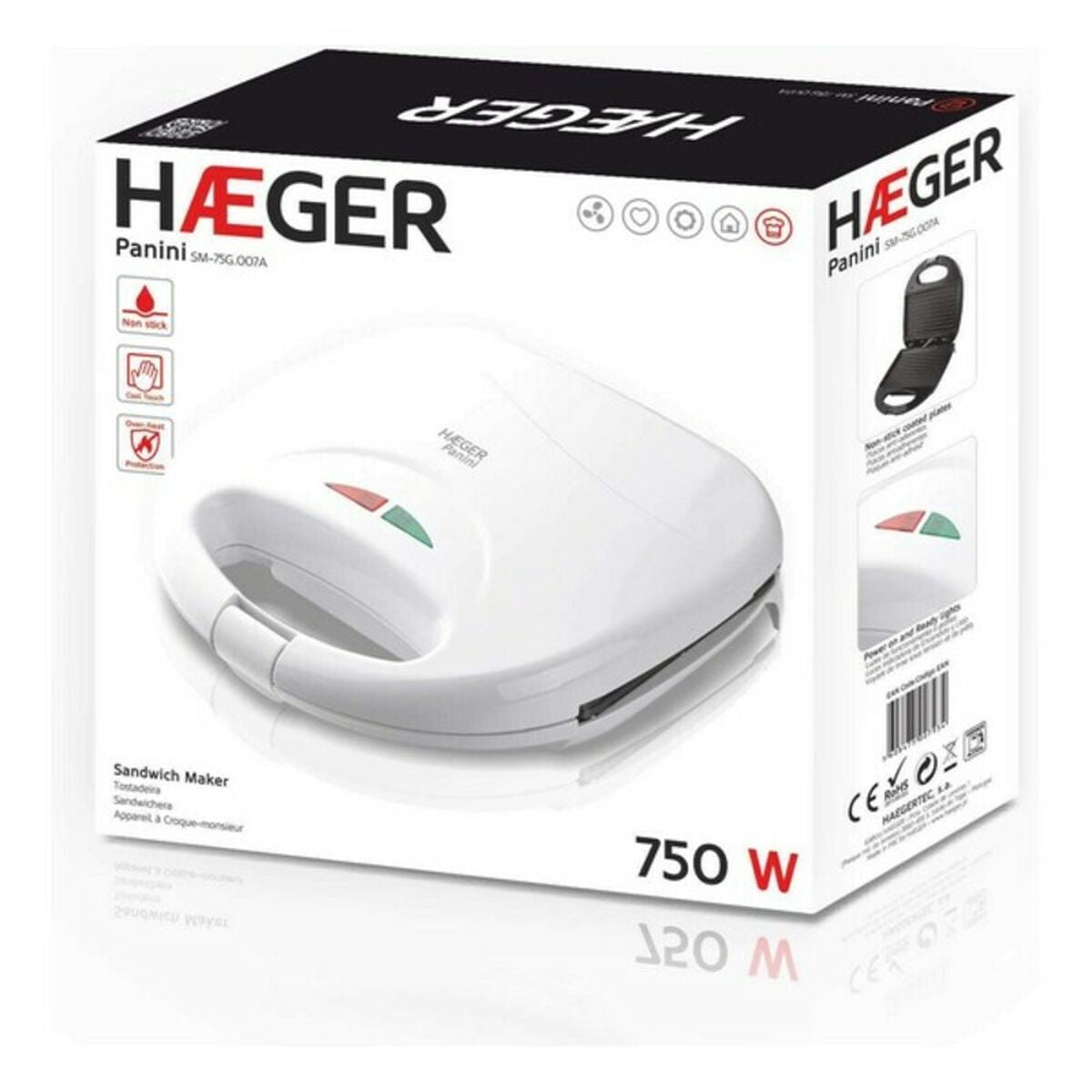 Piastra per panini Haeger Panini 750W