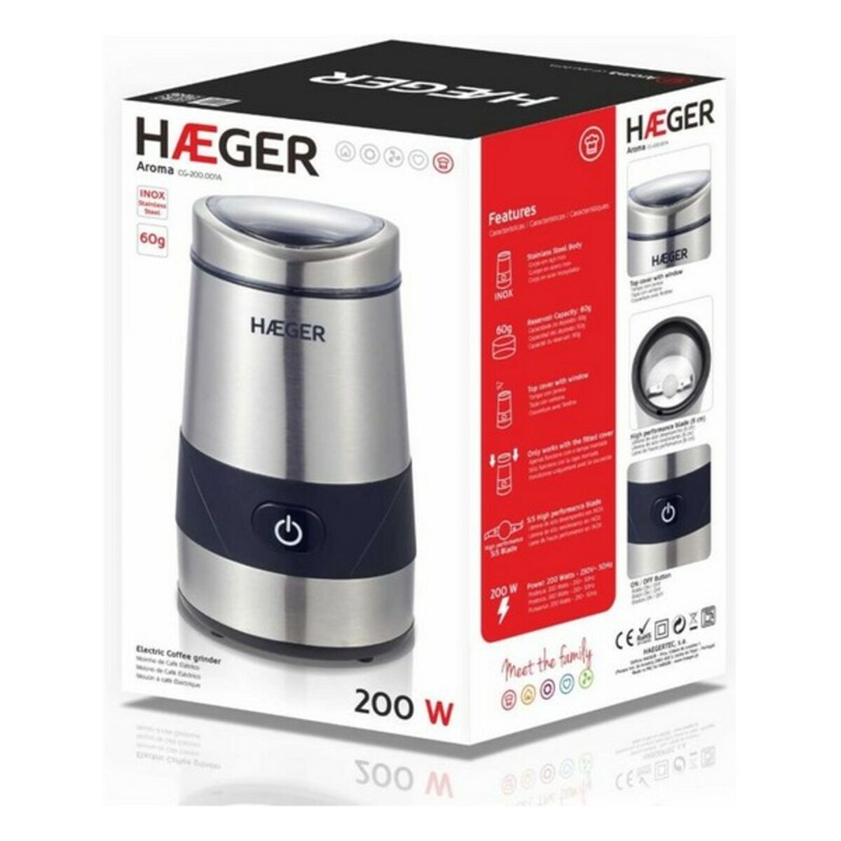 Macinacaffè elettrico Haeger Coffee Nero 200 W