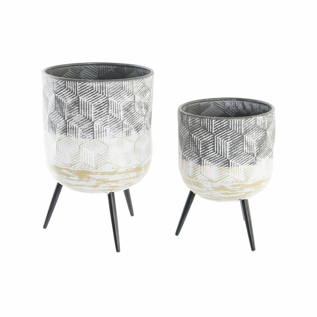 Set di Fioriere DKD Home Decor 24 x 24 x 39 cm in Metallo (2 Unità)