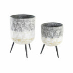Set di Fioriere DKD Home Decor 24 x 24 x 39 cm in Metallo (2 Unità)