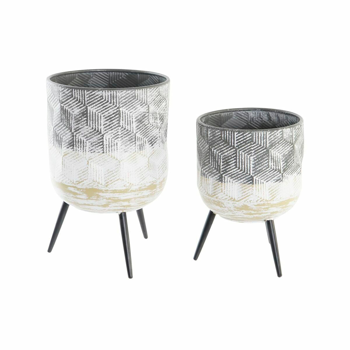 Set di Fioriere DKD Home Decor 24 x 24 x 39 cm in Metallo (2 Unità)