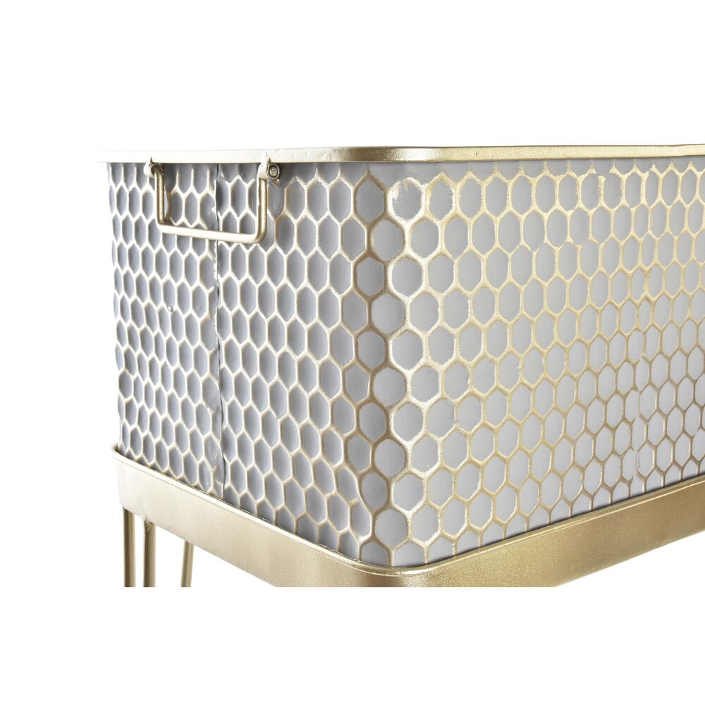 Set of planters DKD Home Decor Grey Golden Metal Arab (40,5 x 31 x 76