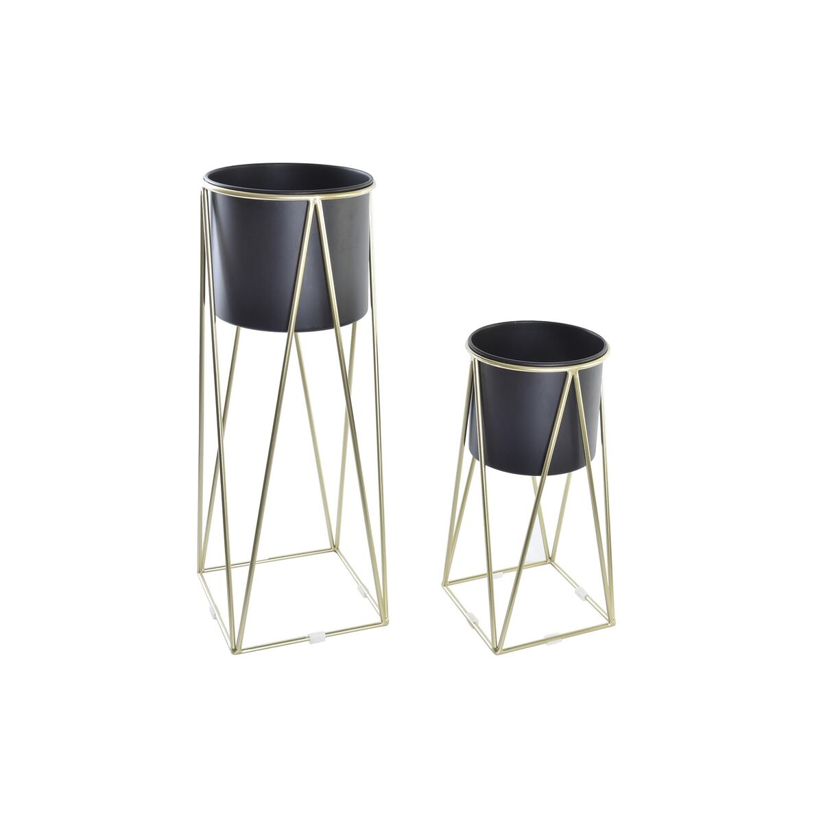 Set di vasi DKD Home Decor Nero Oro Metallo Moderno (26 x 26 x 70 cm)