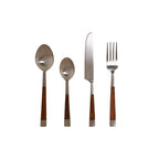 Cutlery DKD Home Decor Natural Silver Stainless steel Acacia (4,5 x 2