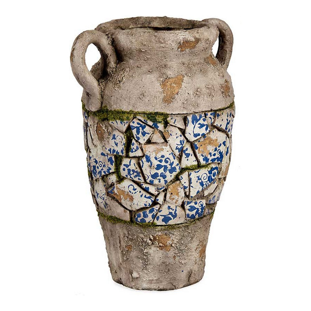 Figura Decorativa da Giardino con Vaso Finitura Invecchiata in Poliresina (21 x 34,5 x 28 cm)