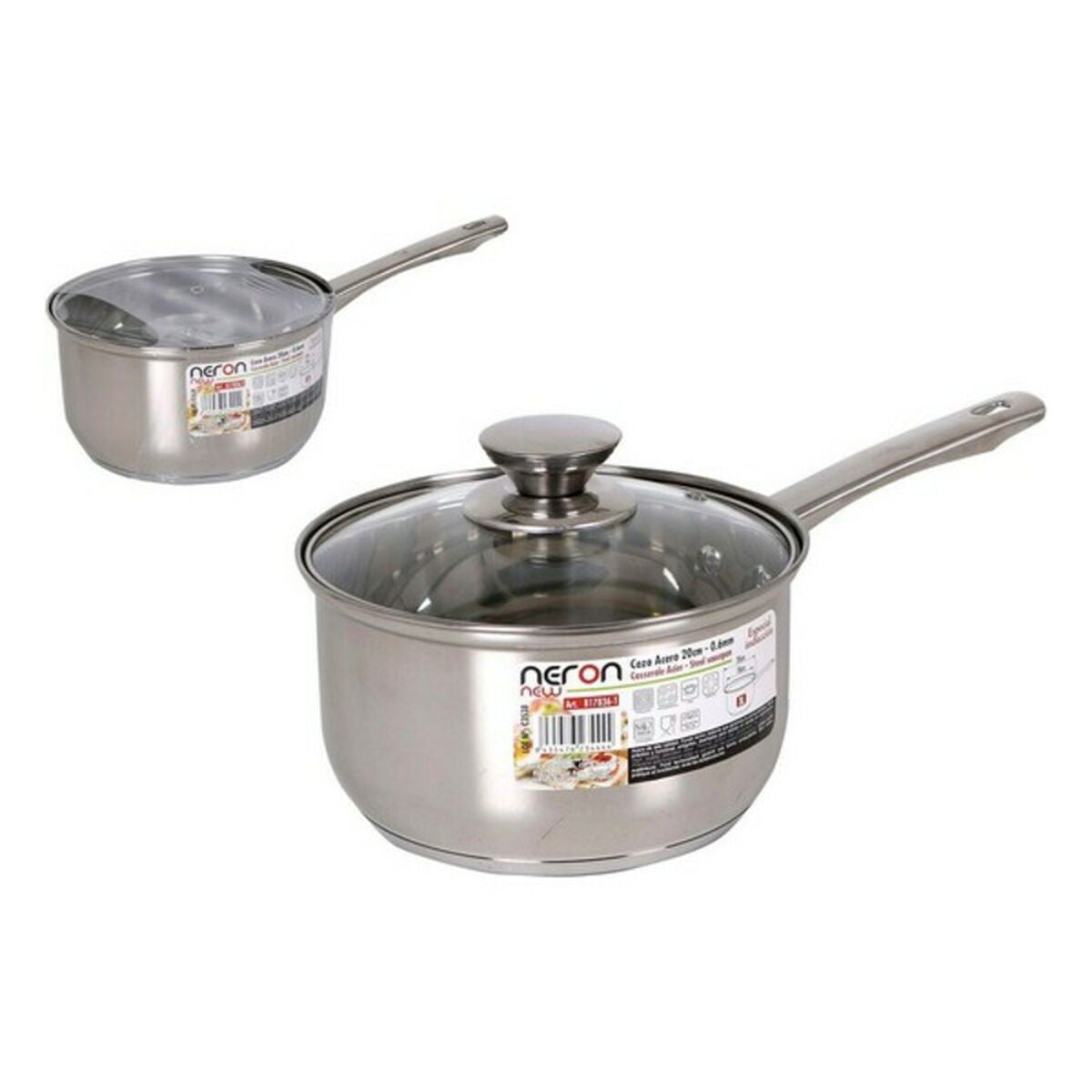 Casseruola con coperchio Quttin New Neron in acciaio per induzione