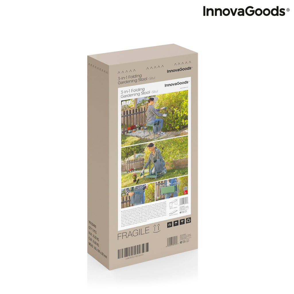Sedile da Giardino Pieghevole 3-in-1 con Borsa per Attrezzi InnovaGoods Situl