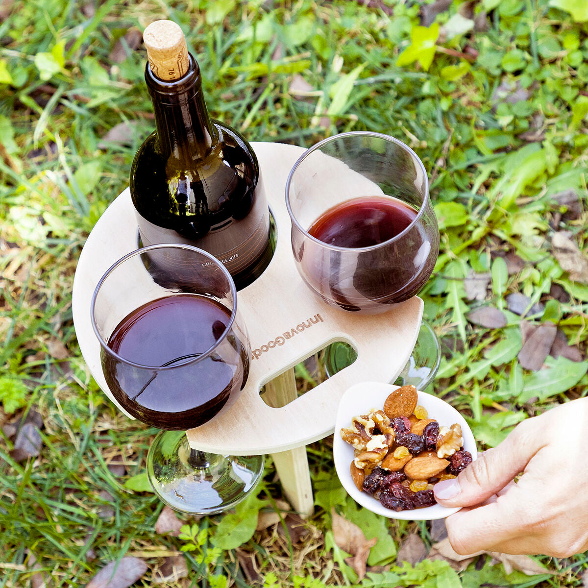 Tavolino Pieghevole e Portatile per Vino da Esterno Winnek InnovaGoods